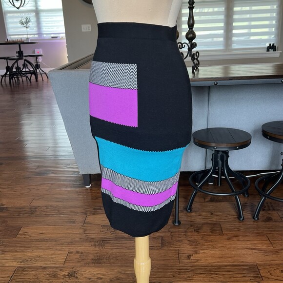 Per Se Colorblock Pencil Skirt Fits Size Small Altered from M Wiggle Straight - Picture 4 of 12